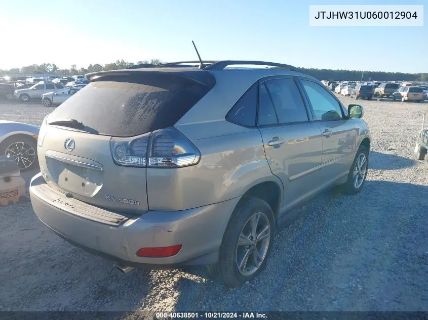 2006 Lexus Rx 400 VIN: JTJHW31U060012904 Lot: 40638501