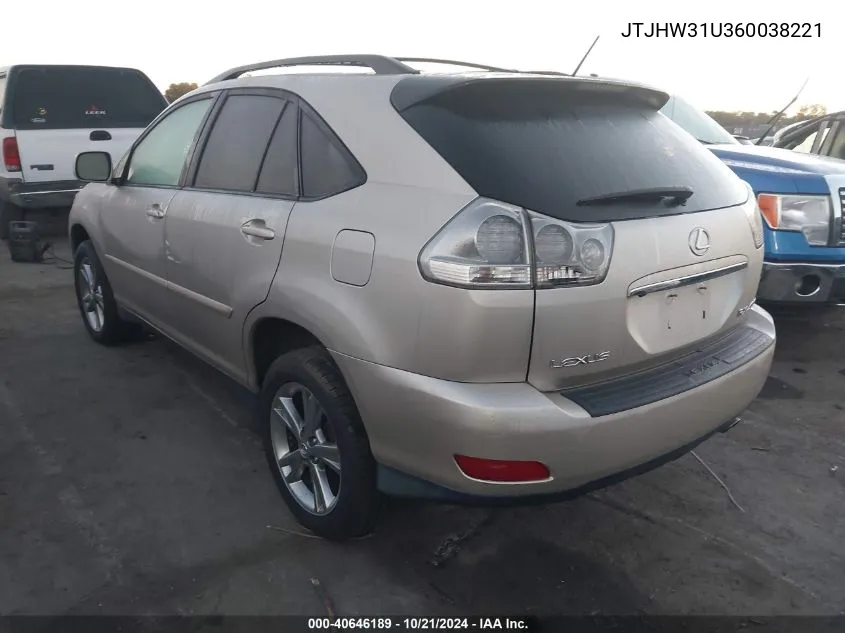 2006 Lexus Rx 400H VIN: JTJHW31U360038221 Lot: 40646189