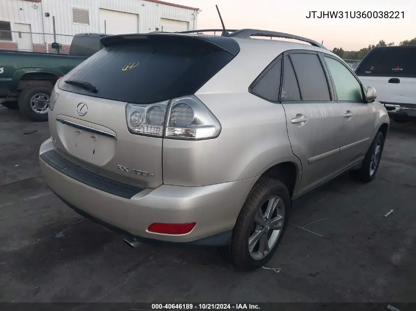 2006 Lexus Rx 400H VIN: JTJHW31U360038221 Lot: 40646189