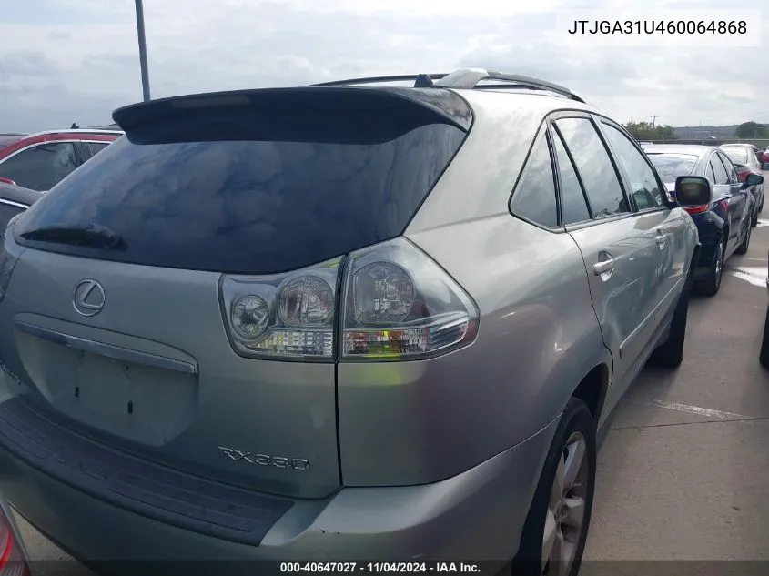 2006 Lexus Rx 330 VIN: JTJGA31U460064868 Lot: 40647027