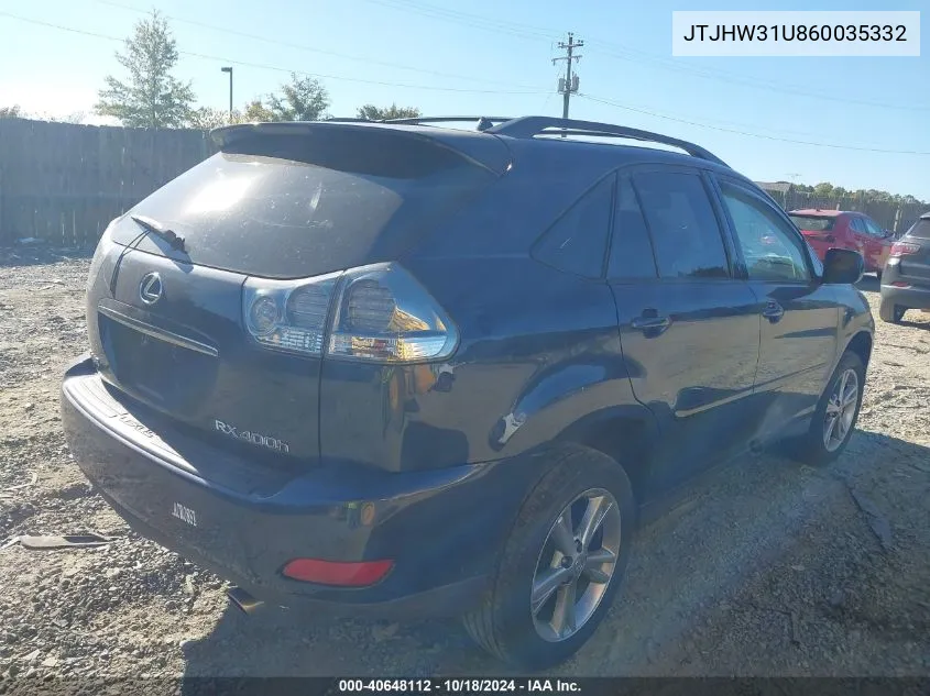 2006 Lexus Rx 400H VIN: JTJHW31U860035332 Lot: 40648112