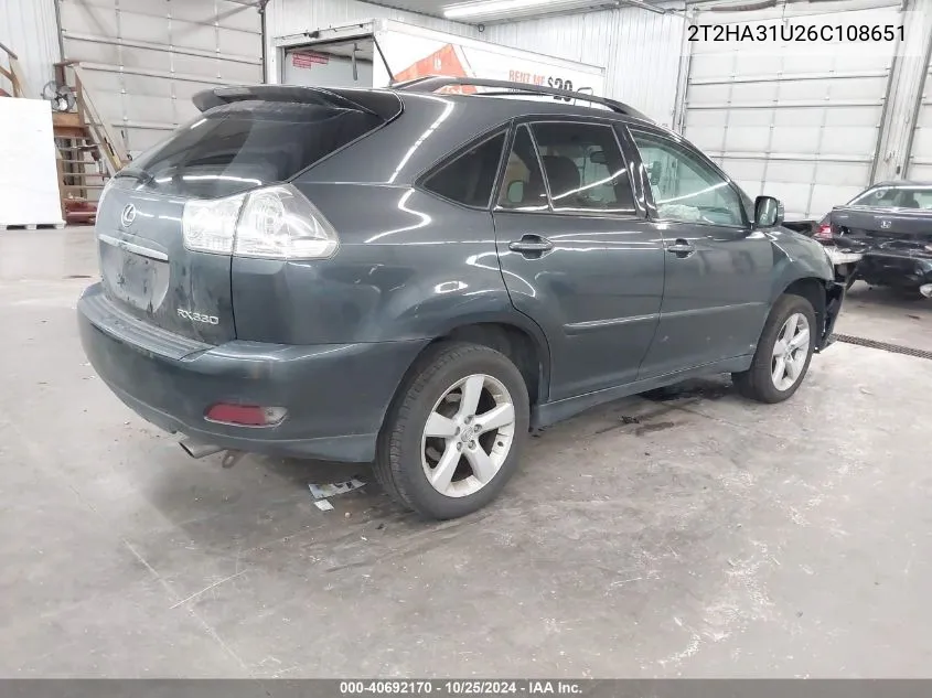 2006 Lexus Rx 330 VIN: 2T2HA31U26C108651 Lot: 40692170