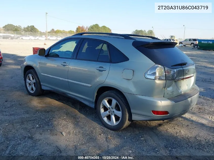 2006 Lexus Rx 330 VIN: 2T2GA31U86C043719 Lot: 40704303