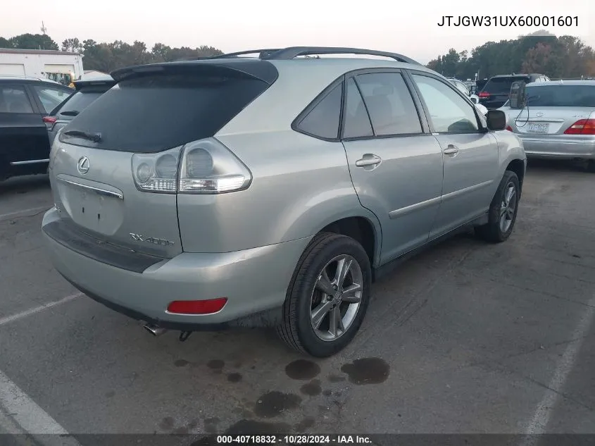 2006 Lexus Rx 400H Base (Cvt) VIN: JTJGW31UX60001601 Lot: 40718832