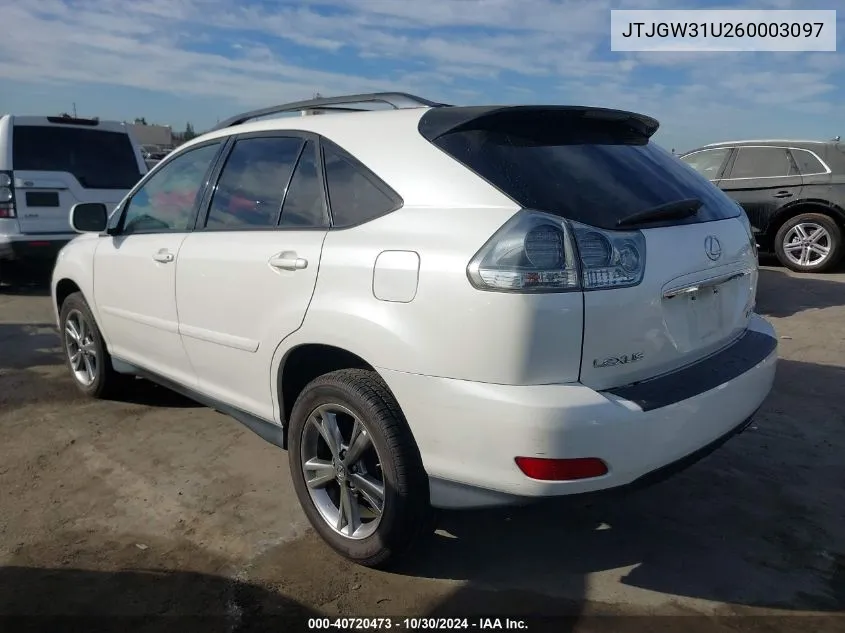 2006 Lexus Rx 400 VIN: JTJGW31U260003097 Lot: 40720473