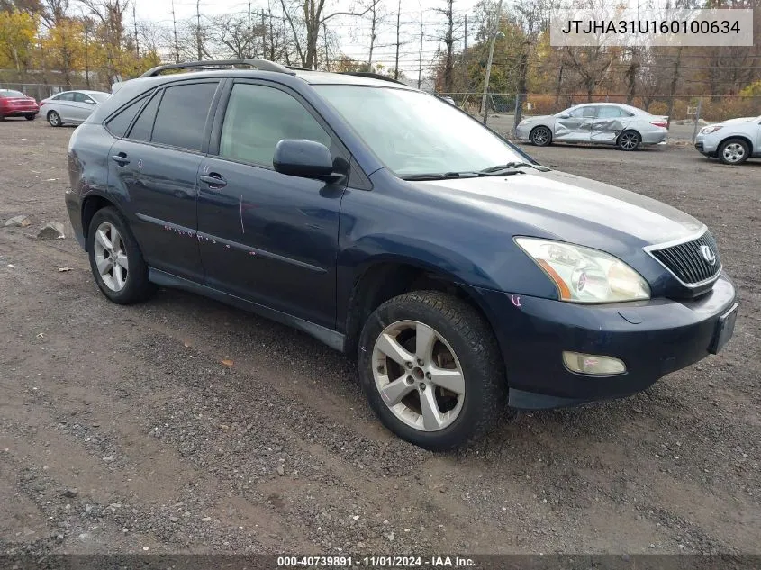 2006 Lexus Rx 330 VIN: JTJHA31U160100634 Lot: 40739891