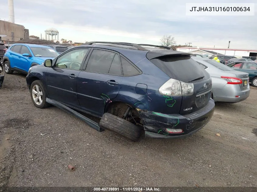 2006 Lexus Rx 330 VIN: JTJHA31U160100634 Lot: 40739891