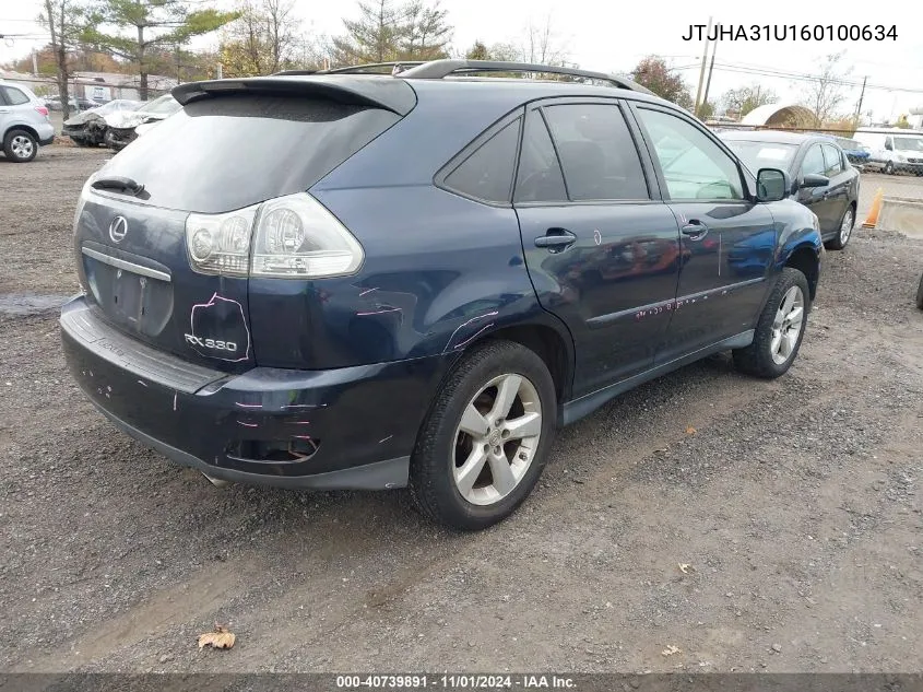 2006 Lexus Rx 330 VIN: JTJHA31U160100634 Lot: 40739891