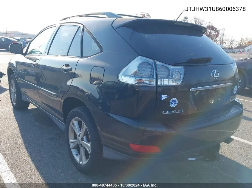 2006 Lexus Rx 400H VIN: JTJHW31U860006378 Lot: 40744435