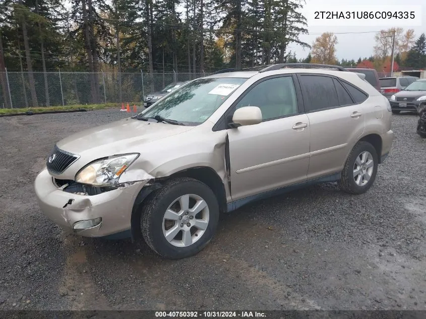 2006 Lexus Rx 330 VIN: 2T2HA31U86C094335 Lot: 40750392