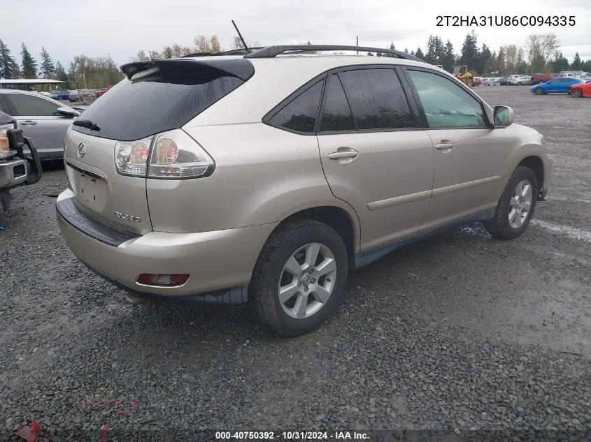 2006 Lexus Rx 330 VIN: 2T2HA31U86C094335 Lot: 40750392