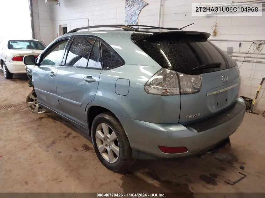 2006 Lexus Rx 330 VIN: 2T2HA31U06C104968 Lot: 40770426