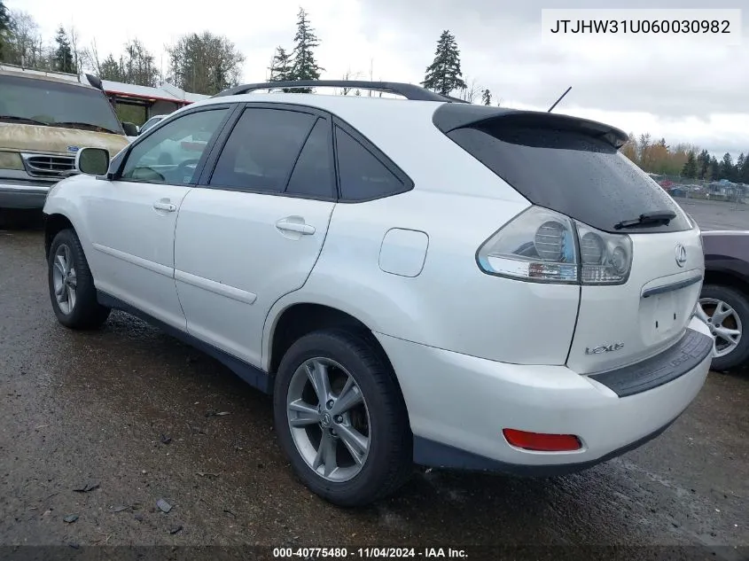 2006 Lexus Rx 400H VIN: JTJHW31U060030982 Lot: 40775480