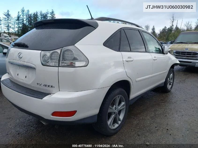 2006 Lexus Rx 400H VIN: JTJHW31U060030982 Lot: 40775480