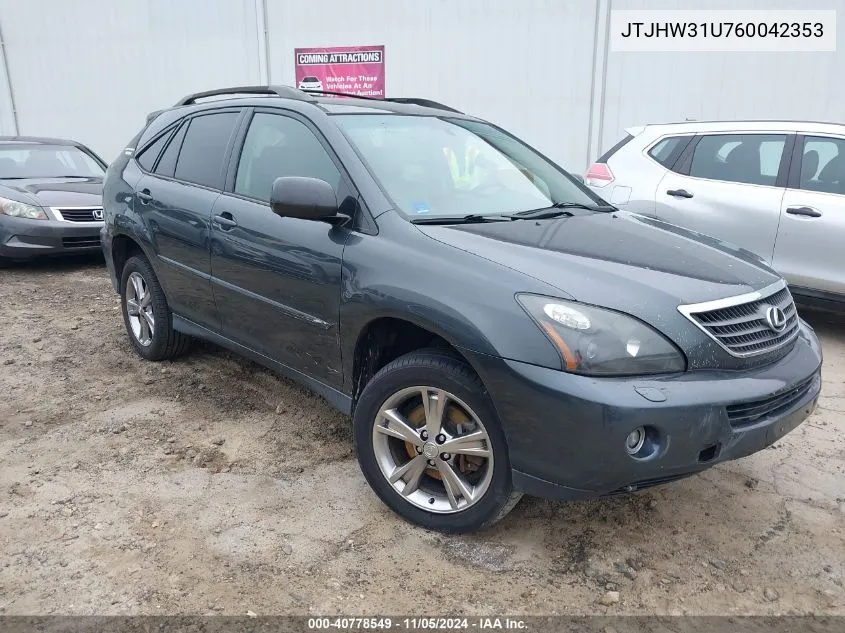 2006 Lexus Rx 400H VIN: JTJHW31U760042353 Lot: 40778549