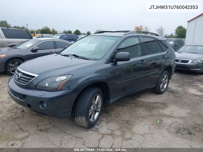 2006 Lexus Rx 400H VIN: JTJHW31U760042353 Lot: 40778549