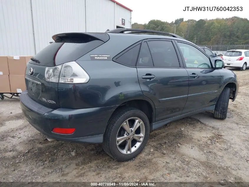 2006 Lexus Rx 400H VIN: JTJHW31U760042353 Lot: 40778549