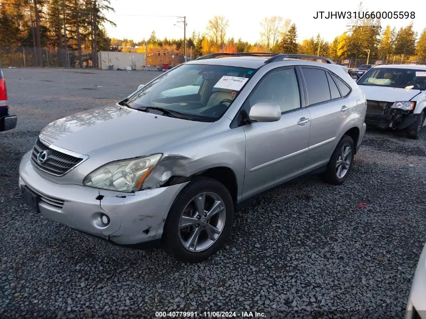 2006 Lexus Rx 400H VIN: JTJHW31U660005598 Lot: 40779991