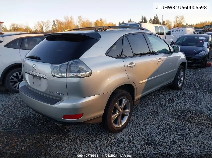 2006 Lexus Rx 400H VIN: JTJHW31U660005598 Lot: 40779991