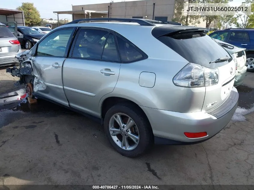 2006 Lexus Rx 400H VIN: JTJHW31U660025012 Lot: 40786427