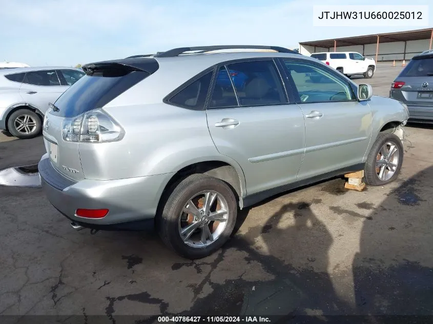 2006 Lexus Rx 400H VIN: JTJHW31U660025012 Lot: 40786427