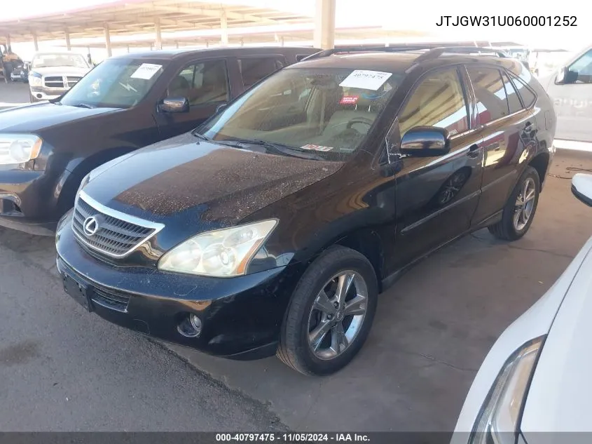 2006 Lexus Rx 400H VIN: JTJGW31U060001252 Lot: 40797475