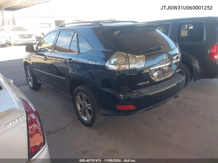 2006 Lexus Rx 400H VIN: JTJGW31U060001252 Lot: 40797475