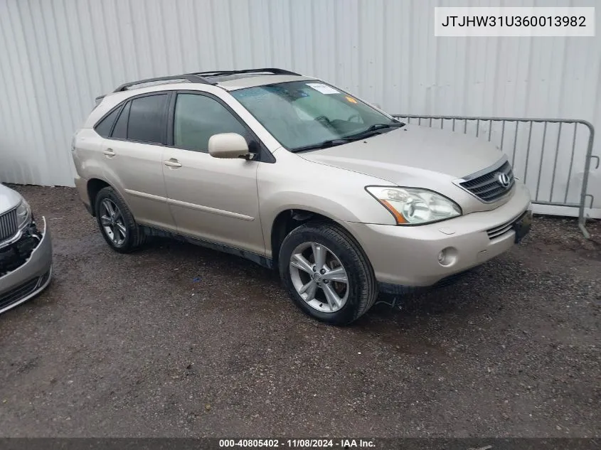 2006 Lexus Rx 400H VIN: JTJHW31U360013982 Lot: 40805402