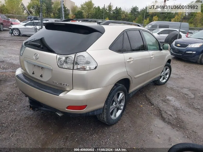 2006 Lexus Rx 400H VIN: JTJHW31U360013982 Lot: 40805402