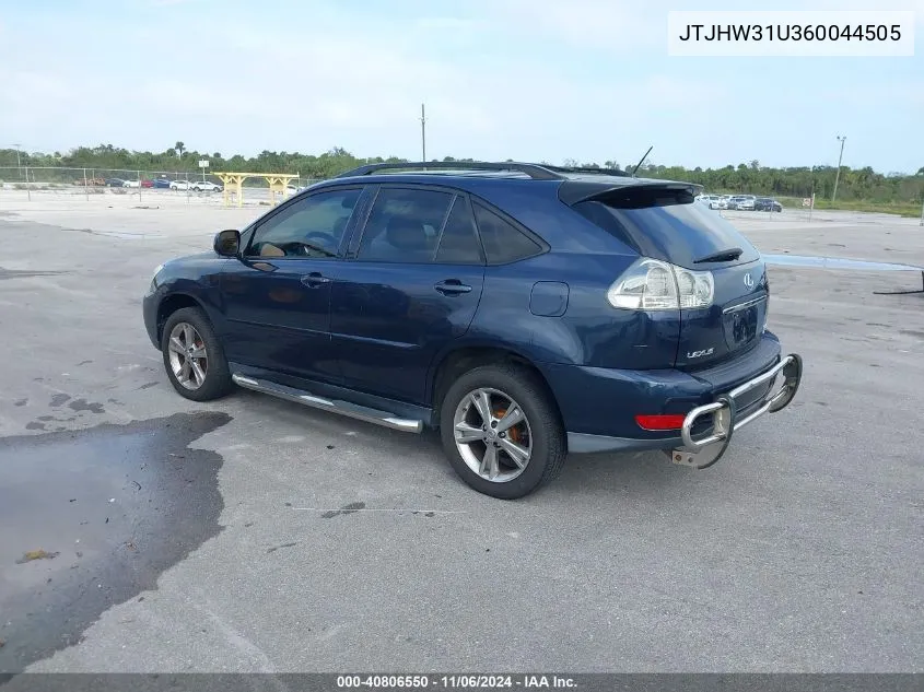 2006 Lexus Rx 400H VIN: JTJHW31U360044505 Lot: 40806550