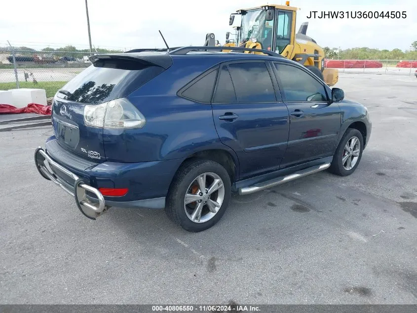 2006 Lexus Rx 400H VIN: JTJHW31U360044505 Lot: 40806550