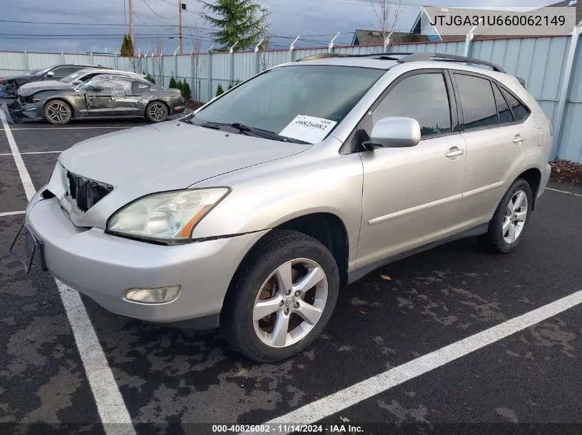 2006 Lexus Rx 330 VIN: JTJGA31U660062149 Lot: 40826082