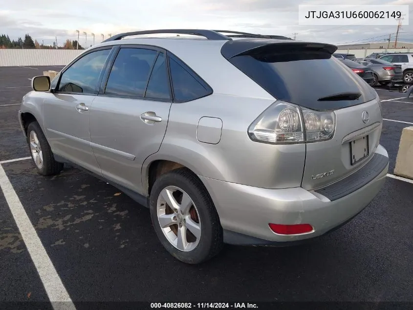 2006 Lexus Rx 330 VIN: JTJGA31U660062149 Lot: 40826082