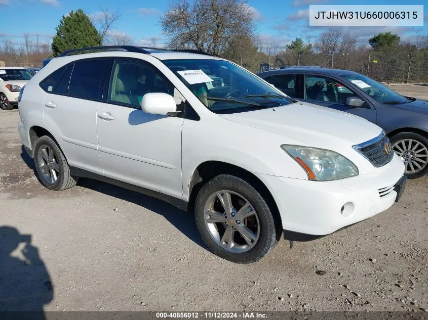 2006 Lexus Rx 400H VIN: JTJHW31U660006315 Lot: 40856012