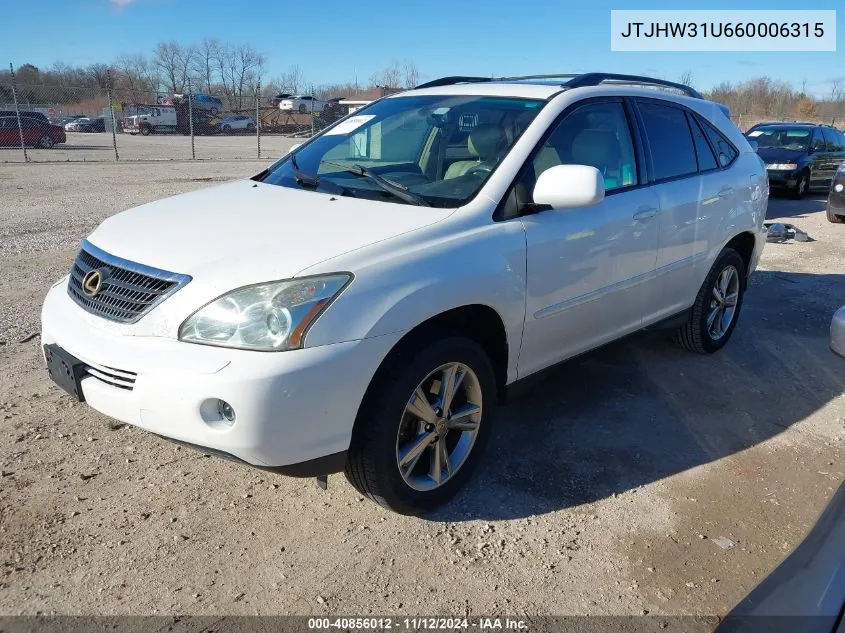 2006 Lexus Rx 400H VIN: JTJHW31U660006315 Lot: 40856012