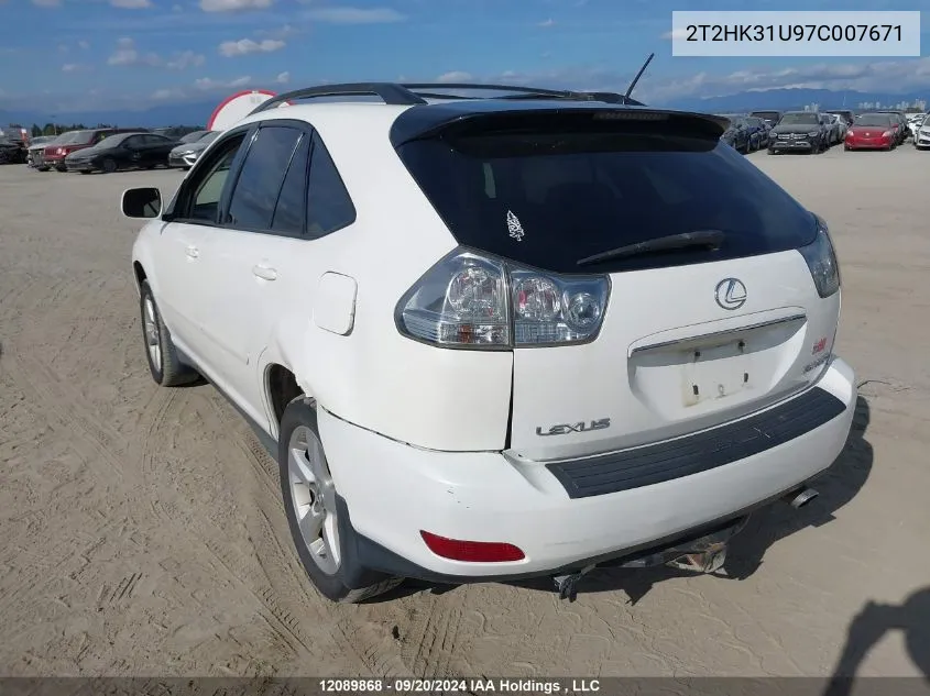 2007 Lexus Rx 350 VIN: 2T2HK31U97C007671 Lot: 12089868