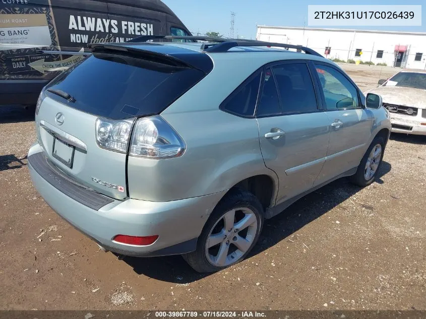 2007 Lexus Rx 350 VIN: 2T2HK31U17C026439 Lot: 39867789