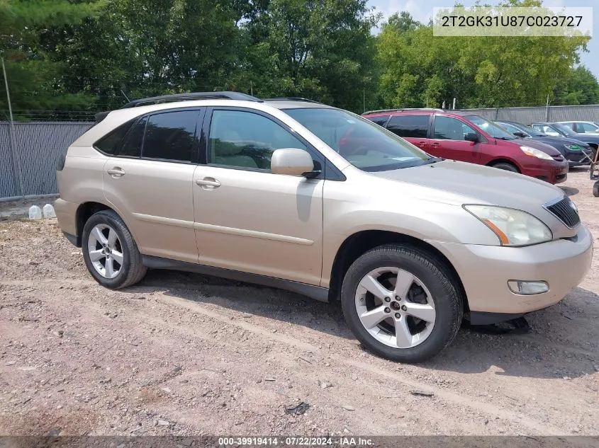 2007 Lexus Rx 350 VIN: 2T2GK31U87C023727 Lot: 39919414