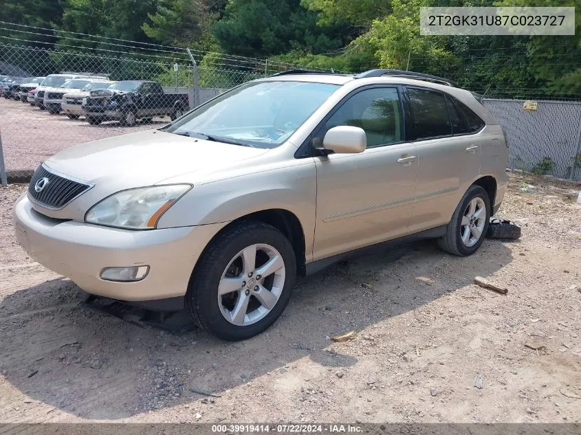 2007 Lexus Rx 350 VIN: 2T2GK31U87C023727 Lot: 39919414