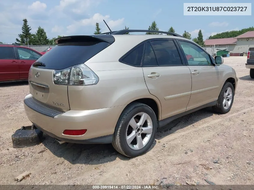 2007 Lexus Rx 350 VIN: 2T2GK31U87C023727 Lot: 39919414