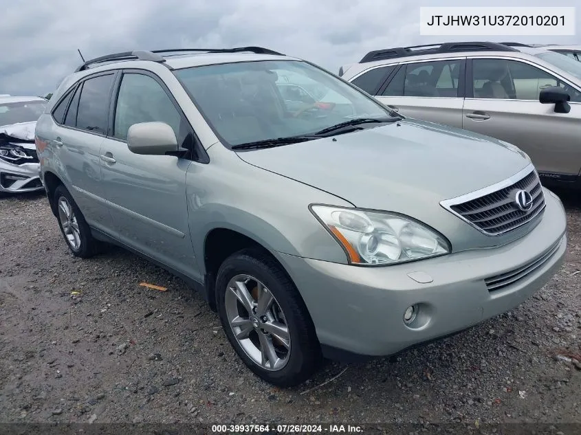 2007 Lexus Rx 400H VIN: JTJHW31U372010201 Lot: 39937564