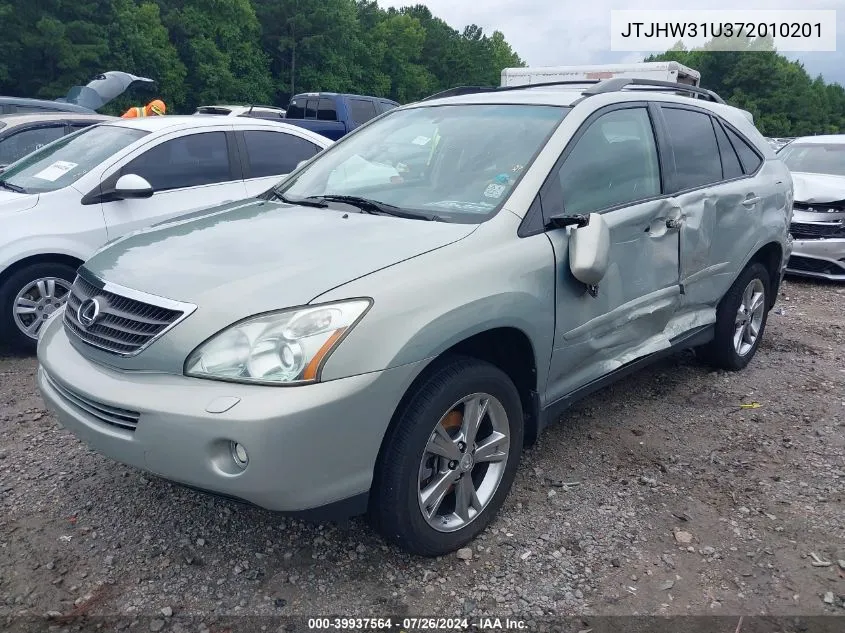 2007 Lexus Rx 400H VIN: JTJHW31U372010201 Lot: 39937564