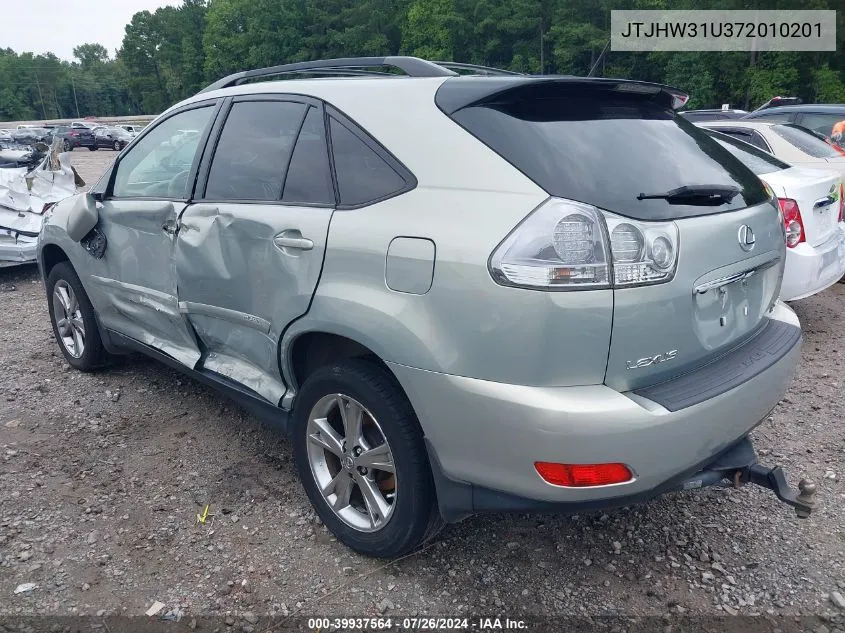 2007 Lexus Rx 400H VIN: JTJHW31U372010201 Lot: 39937564