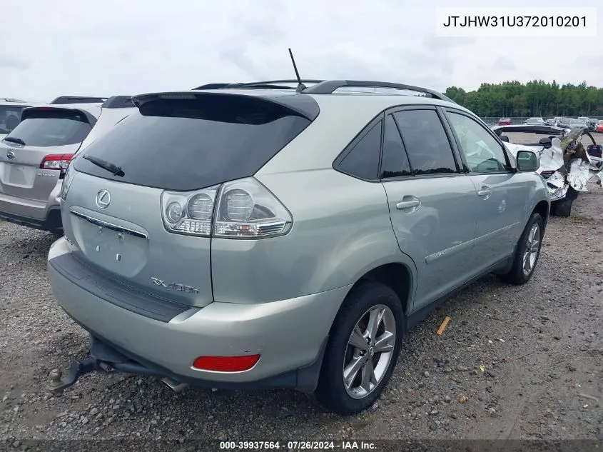 2007 Lexus Rx 400H VIN: JTJHW31U372010201 Lot: 39937564