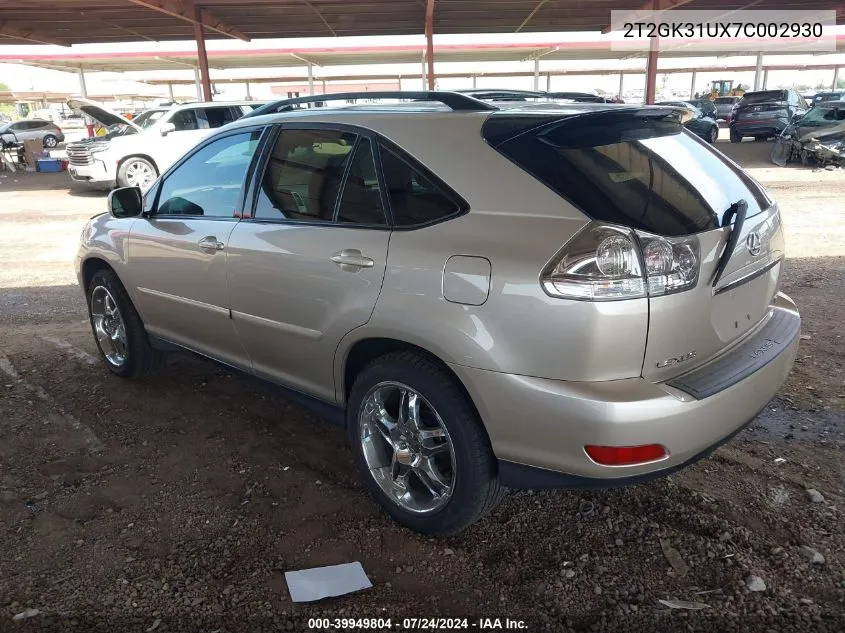 2007 Lexus Rx 350 VIN: 2T2GK31UX7C002930 Lot: 39949804