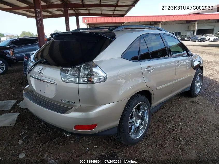 2007 Lexus Rx 350 VIN: 2T2GK31UX7C002930 Lot: 39949804