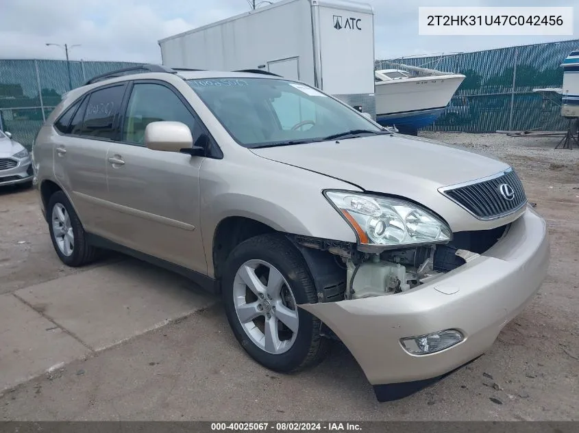 2007 Lexus Rx 350 VIN: 2T2HK31U47C042456 Lot: 40025067