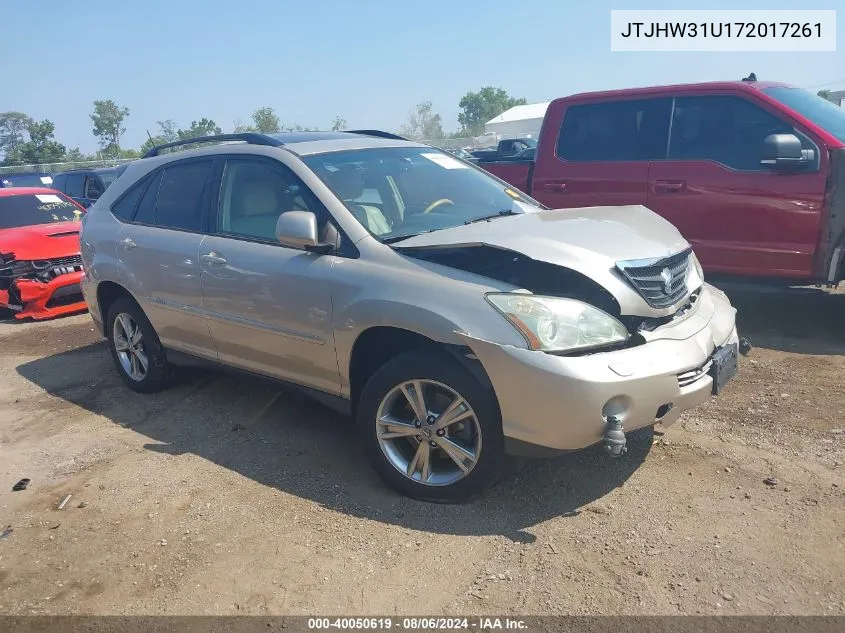 2007 Lexus Rx 400H VIN: JTJHW31U172017261 Lot: 40050619