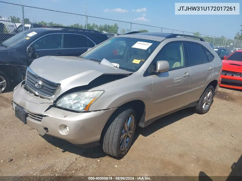 2007 Lexus Rx 400H VIN: JTJHW31U172017261 Lot: 40050619