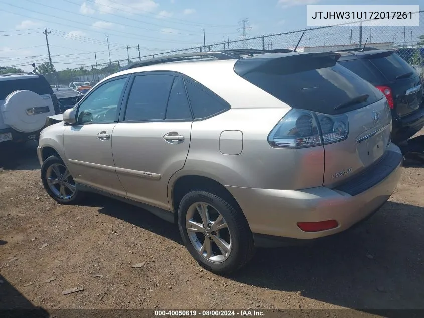 2007 Lexus Rx 400H VIN: JTJHW31U172017261 Lot: 40050619